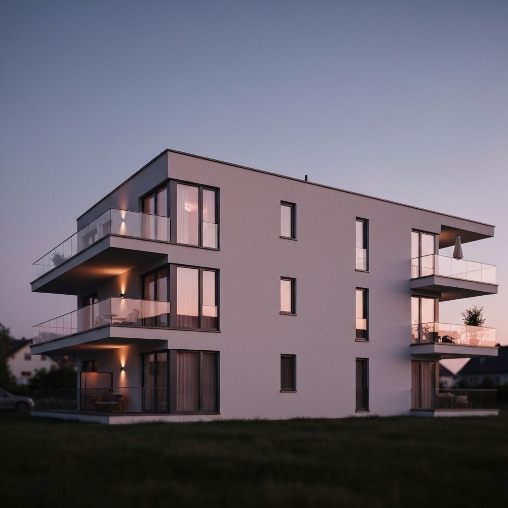 Stabilized multifamily property at dusk